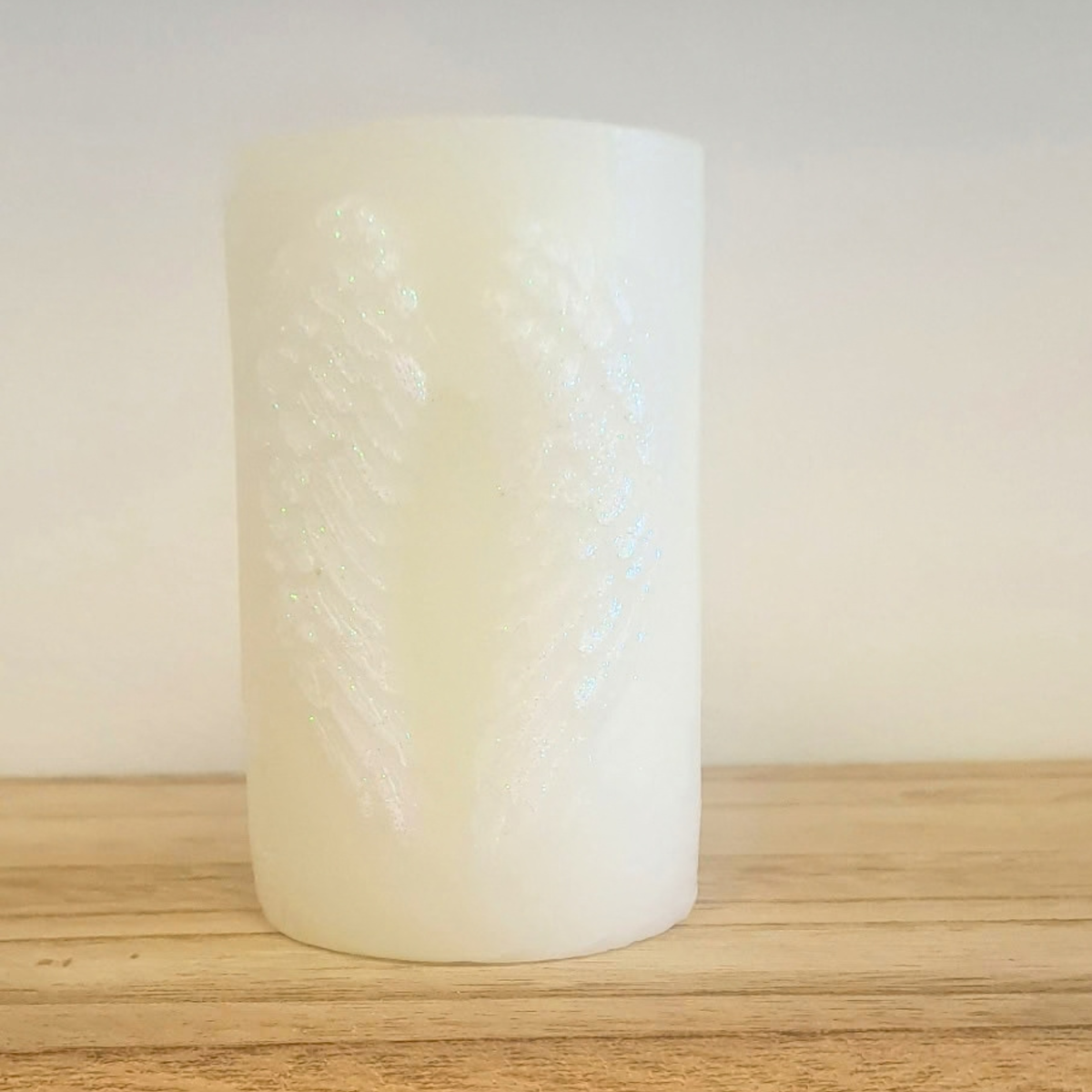 Memorial White Candle with 3D Glittery Angel Wings