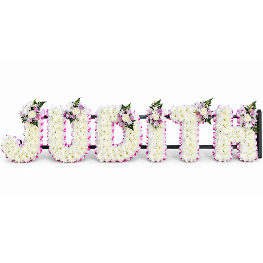 White Chrysanthenum Custom Word Tribute - Various Options Available